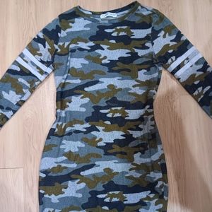 Army print sweater dress
